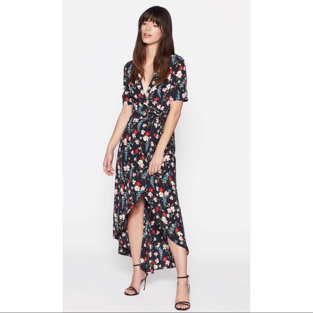 Equipment Imogene silk wrap dress, black floral, S - Picture 3 of 10